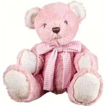 Suki Baby Hug-a-Boo Bear with Rattle in Tummy (Pink)