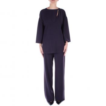 Blue Emporio Armani Wide-Leg Crepe Pants – Size 46
