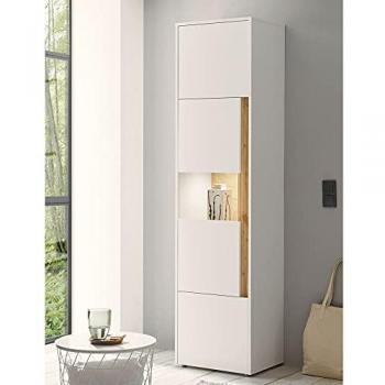 Lomadox Vitrine CRISP-61 in weiß mit Wotan Eiche Nb., 50/197/40 cm