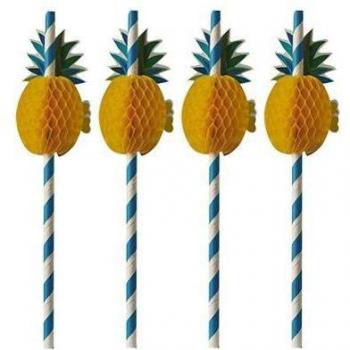 Ananas Paper Straw 200mm – Blu e Bianco