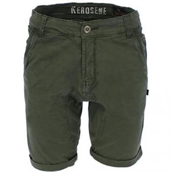 Bermuda ALPHA Kerosene Hombre – Corto, Verde Oliva Oscuro, cinturilla elástica con 4 compartimentos