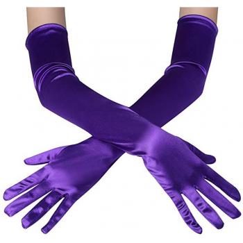 Satin Opera Gloves - Blue