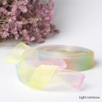 5 Yards Rainbow Printed Organza Ribbon for DIY Hair Bows - Various Widths Available