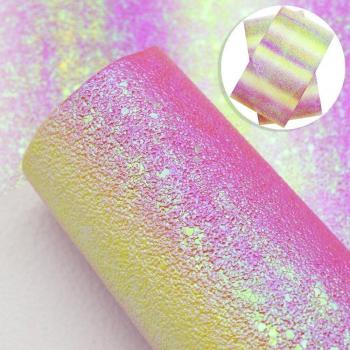20x34cm Rainbow Glitter Faux Leather Fabric for Crafts