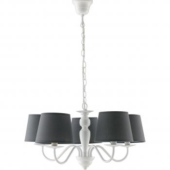 Candelabro Favola con pantallas de tela blanca y 5 bombillas