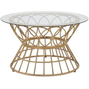 Tavolo da caffè in metallo e vetro marrone cm 75x44,5