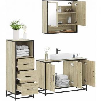 Colección Maison Exclusive de Muebles para Baño – 3 piezas en roble contrachapado Sonoma