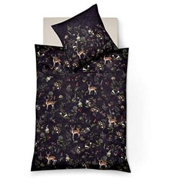 Wendebettwäsche FLEURESSE Bed Art 4121, Mako-Satin, 155 x 200 cm + 80 x 80 cm, schwarz