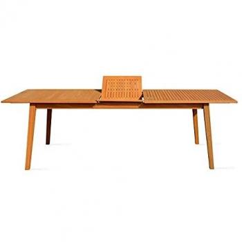 OVIALA Table de jardin extensible en bois d'eucalyptus