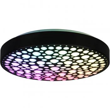 Chizu Plafoniera Led Rotonda Nera Effetto Cerchi Anche Rgb Con Telecomando Multifunzione D. 40Cm