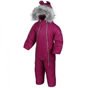 Regatta Combinaison Bébé Panya Déperlante et Isolante avec Intérieur Chaud et Capuche Bordée de Fausse Fourrure Mixte Enfant, Beetroot, FR : XL
