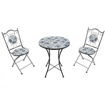 Table et Chaises Bistrot Amélie Ensemble Bleu Delft