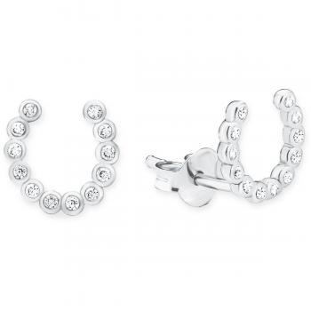 S.Oliver Frauenschmuck – Ohrstecker „So Pure“: Hufeisenform, 925 Silber, rhodiniert, weißes Zirkonia