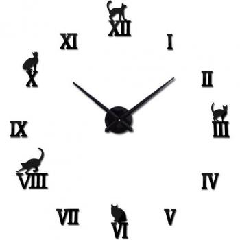 Large 3D DIY Roman Numeral Wall Clock Stickers with Quartz Movement for Modern Kitchen Decor