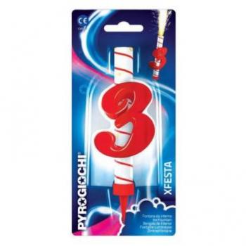 Candela Pirotecnica Per Torte Numero 3 Rosso