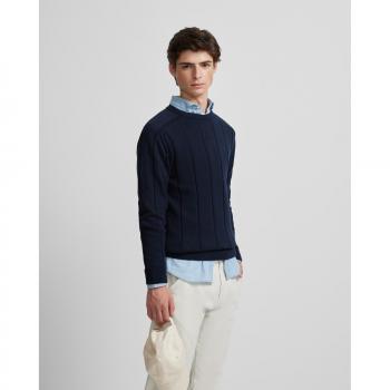 Camisa de Rayas Verticales Azul Marino Silbon para Hombres