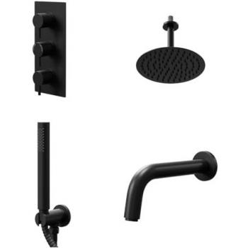 Colore Matt Black Triple Thermostatic Shower Valve with Diverter