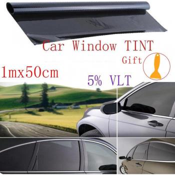 100x50cm Dark Smoke Black Window Tint Film - 5% VLT