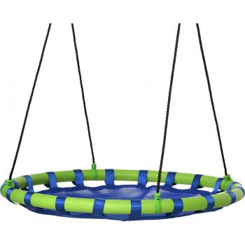 Outsunny Altalena Per Bambini Da 3-8 Anni Da Giardino Ø100cm E Corde Regolabili, Blu