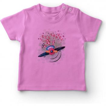 Angemiel Rosa T-Shirt für Mädchen mit Flugzeug und Tiermotiven