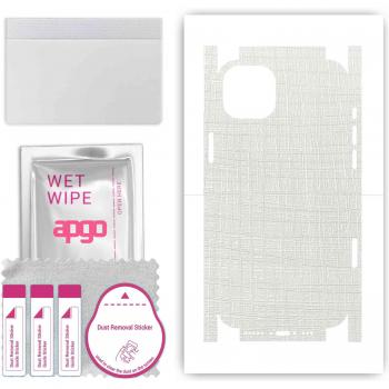 Apgo Full Wrap Skin für iPhone 14 - Weißes Textilmuster