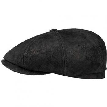 Stetson Hatteras Pigskin Leather Cap, Size L (58-59 cm), Colour Black