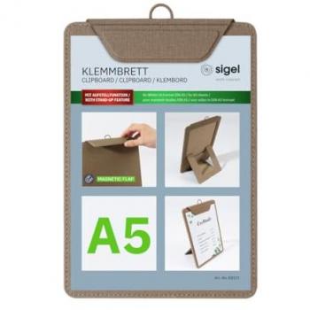 Klemmheft für Speisekarten, Sigel, Kunststoff, DIN A5, Beige