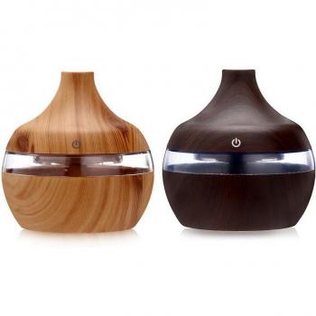 Humidificateur d'air électrique diffuseur d'arômes en bois USB mini brumisateur avec lumière LED