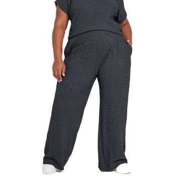 Wide-Leg Crinkled Fabric Trousers