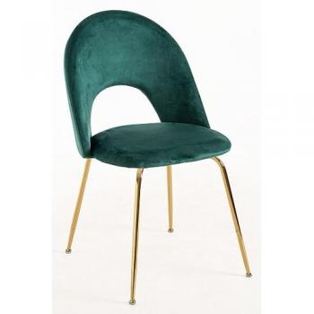 Conjunto de 4 Sillas Dawa Gold con Acabado Terciopelo Verde