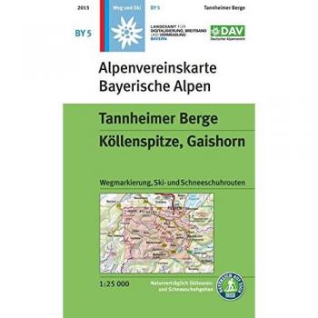 Tannheimer Berge, Köllenspitze, Gaishorn: Topographische Karte mit Wegmarkierungen, Ski- und Schneeschuhrouten (Alpenvereinskarten)