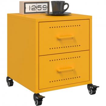 VIDAXL - Comodini 2 pz Giallo Senape 36x39x43,5 cm in Acciaio