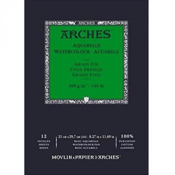 Bloc A4 Aquarelle – 21x29,7cm, 12 feuilles, 300g – Arches
