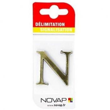 NOVAP Lettre N adhésive plastique relief couleur or