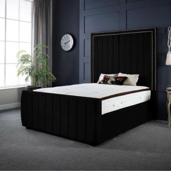 Ds Living - Milly Panel Black Upholstered Soft Touch Bed Frame Small Double