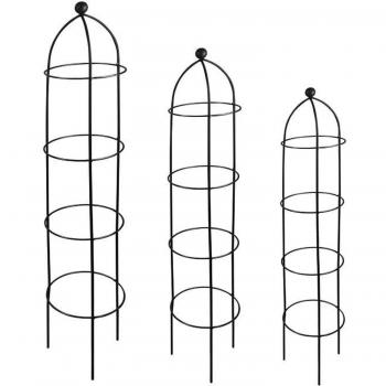 GARDEN PRIDE Growing Obelisks - Set of 3 - Plastic Coated in Black
