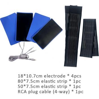 RCA Plug Cable with 4 Output Plugs EMS Electrode Patch Microcurrent Conductive Silicone Paddle Elastic Set