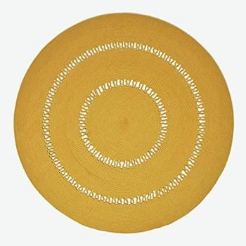 Homescapes Mustard Crochet Braided Rug 120cm Round