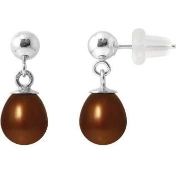 Pendientes Perlinea - Perlas de Cultivo Chocolate 6-7 mm