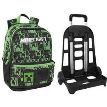 Zaino Scuola Organizzato Trolley Staccabile New Green Minecraft