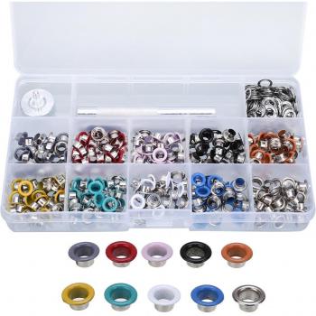 5mm Multicolor Metal Eyelets Set with Tool for Leather Crafts