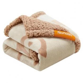 Feandrea Waterproof Dog Blanket, Sherpa Fleece Pet Blanket for Miniature Dogs and Cats, 73 x 63 cm, S, Machine Washable, Reversible Dog Couch Cover Protector, Beige PPB029K01