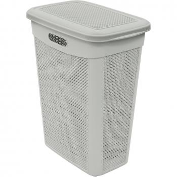 JVL Droplette Design Slim Laundry Basket Ice Grey