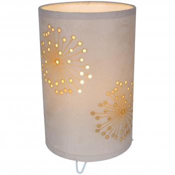 Lampe de table AURONA en métal et textile – Beige, 15 × 15 cm