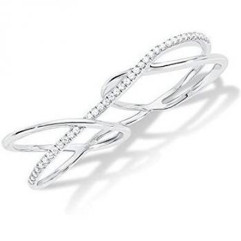S.Oliver Damen-Ring Doppel-X 2 Finger 925 Silber rhodiniert Zirkonia weiß