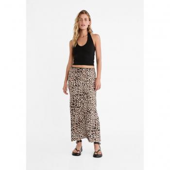 Gonna midi satinata beige con fiocco XS