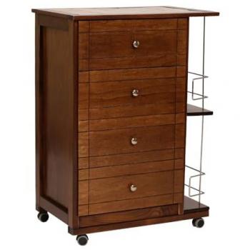 Commode roulante « Bordeaux » – Noyer, plateau en céramique