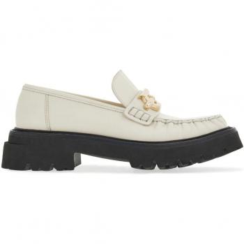 Salvatore Ferragamo Women's Gancini-Plaque Leather Loafers | White | Size 6.5 US