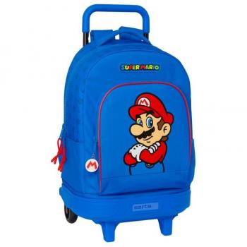 Mochila Grande con Ruedas Compact Extraible Super Mario Play 33x45x22cm