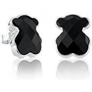 Pendientes Tous con diseño de osito en plata y ónix